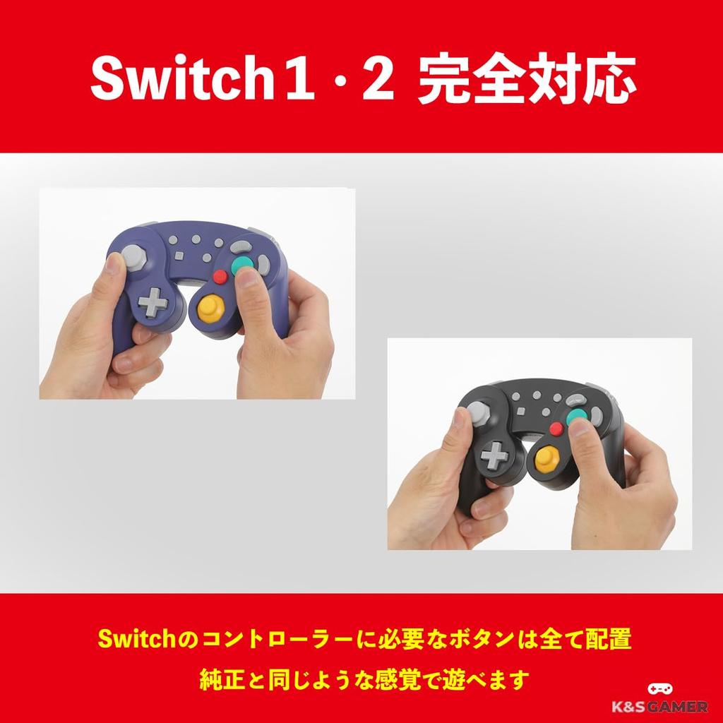 K&SGAMER Switch Pro GameCube-Style Controller (Turbo & Vibration Function) (Black)