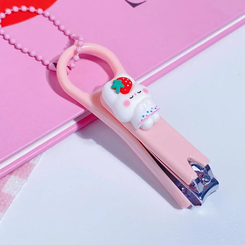 Машинки для стрижки ногтей в форме сердечка для девочек с цепочкой из бисера, триммер для ногтей с мультяшным медведем и кроликом для студентов, домашний уход за ребенком, маникюрные инструменты