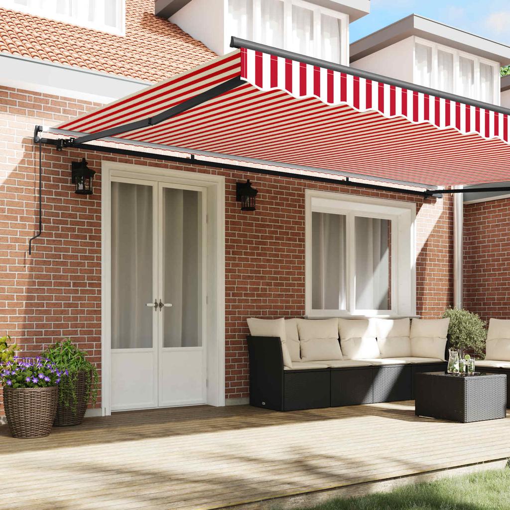 Retractable Awning Red and White 500 x 300 cm