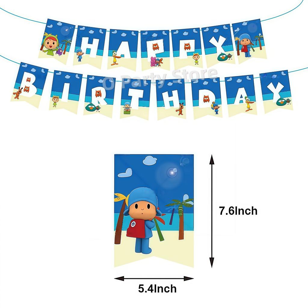 Украшения на День Рождения Pocoyo Одноразовая Посуда Стакан Тарелка Воздушный Шар Баннер Для Детей Подарок Декор для Детского Праздника Товары для Вечеринки Подарок
