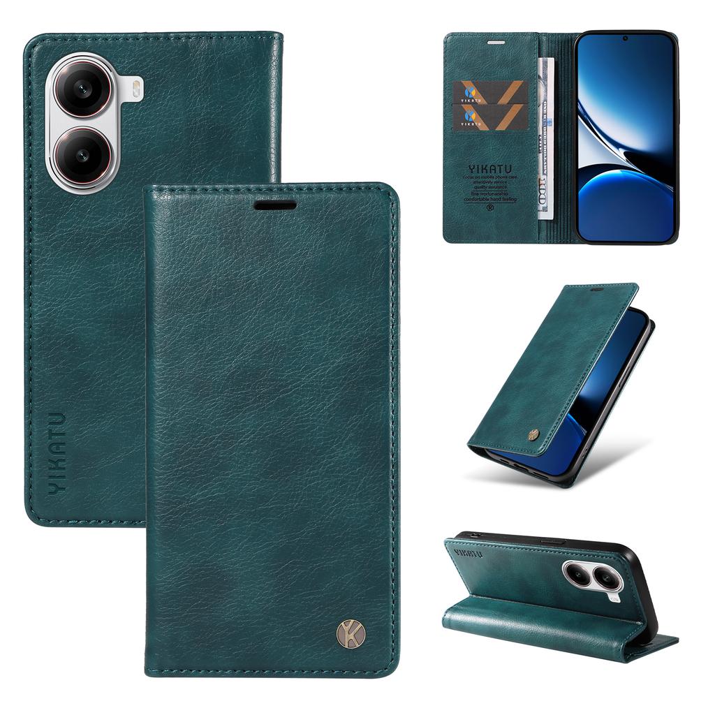 For Xiaomi Redmi Turbo 4 5G/Poco X7 Pro 5G Wallet Case YIKATU YK-006 Magnetic Closure Leather Phone Cover Litchi Texture
