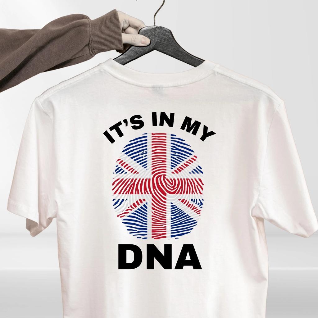 Britain Its In My DNA Funny Union Jack Flag T Shirt British Pride Unisex Cotton