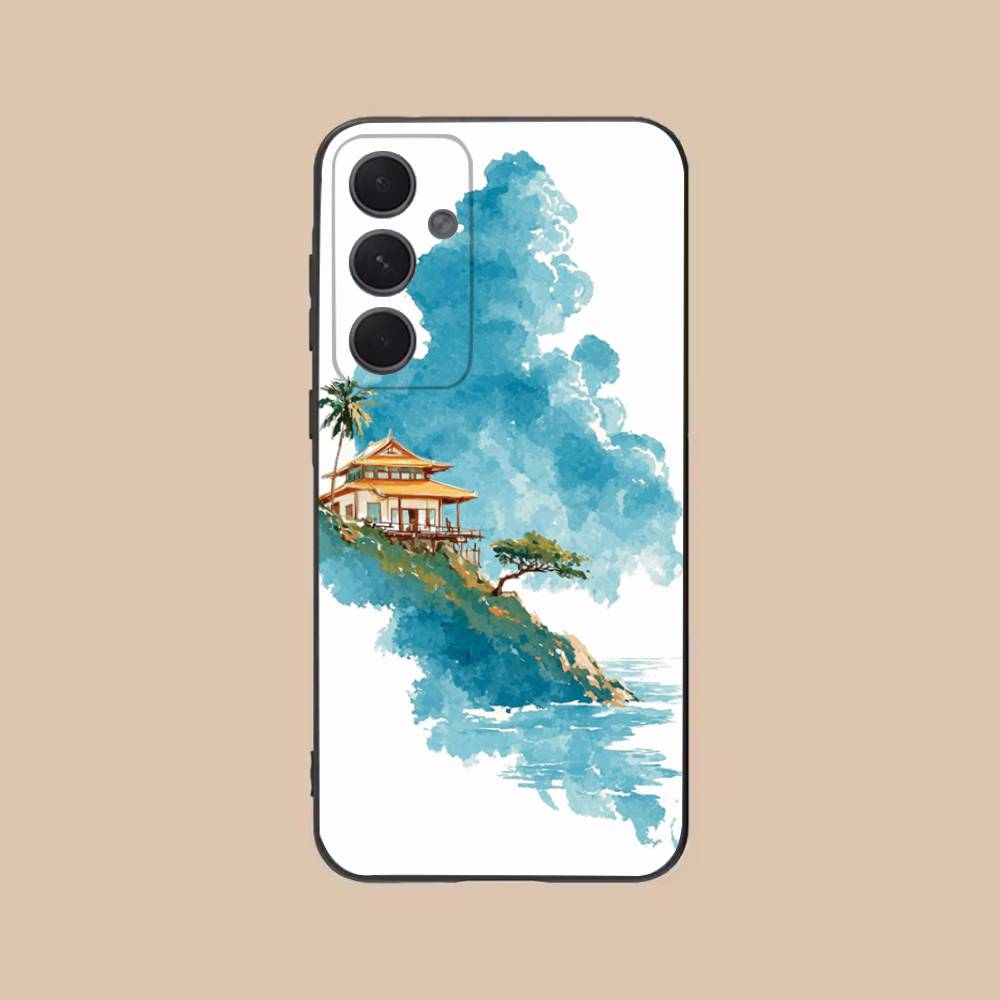 Чехол для телефона "У подножия горы" для Samsung S25,24,21,22,23,20,S30,Ultra,Plus,Fe,Lite,Note,5G Черный