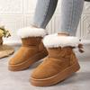 2025 New Women Boots Casual All-match Thick Soled Mid-tube Snow Boots Bow Plus Cotton Boots Retro Outdoor Women Shoes