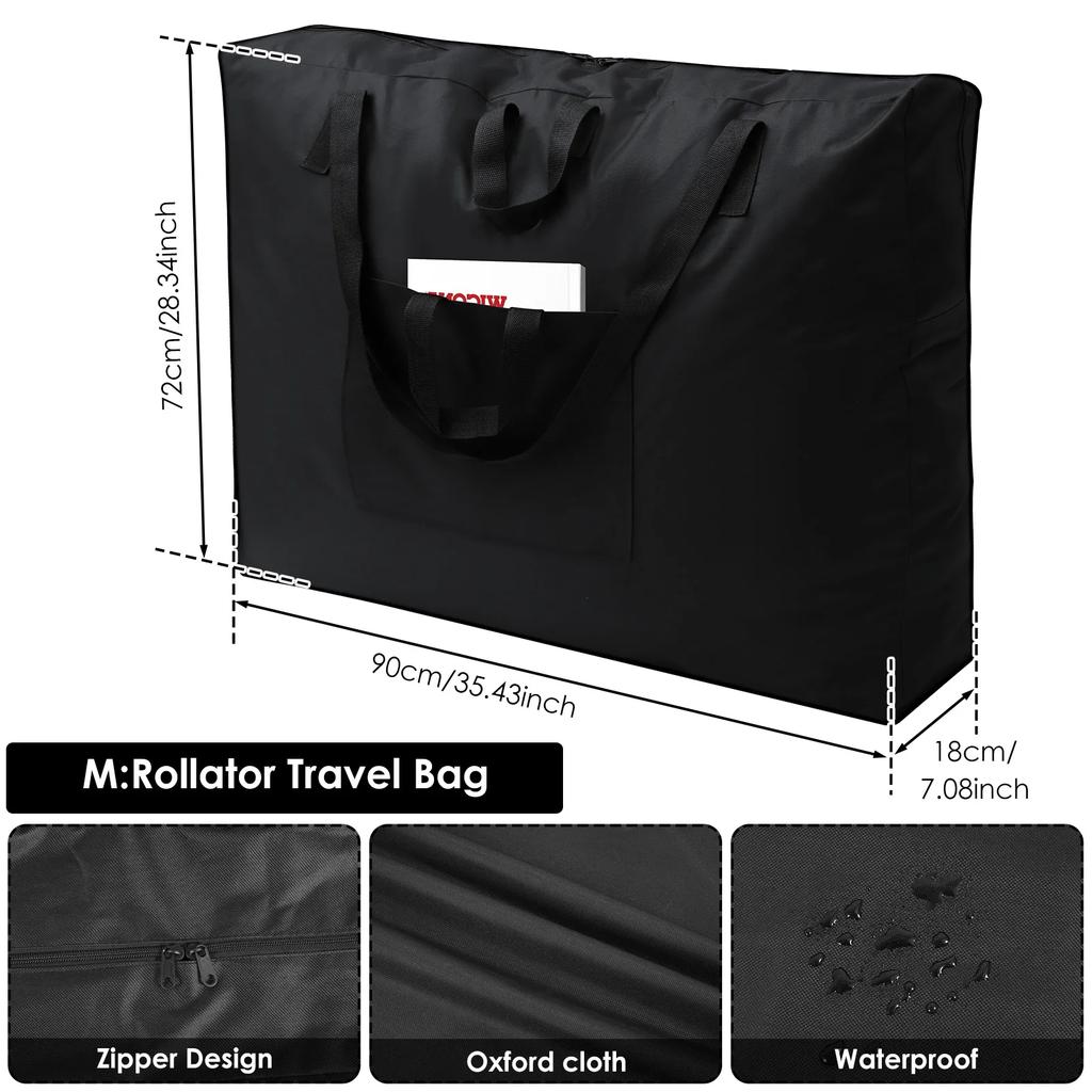 Rollator Travel Bag Reusable Oxford Cloth Foldable Wheelchair Storage Bag Waterproof Wheelchair Bag Wear Resistant Chair Walker