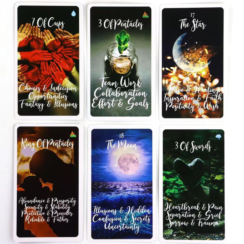 Twin Flame Awakened Path Tarot 78 Pcs Keyword Cards with Meaning Oracle Card Deck Picture Tarot Reading Cards 10.3*6cm