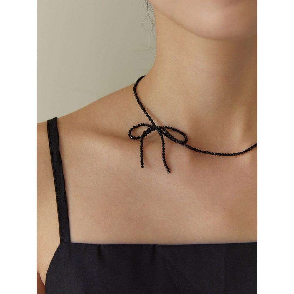 (925 Silver) Bead Ribbon Necklace Nz2103