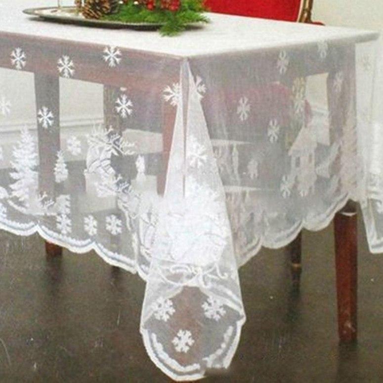 Christmas DIY Decoration Tablecloth Christmas Party House Snowflake Lace Tablecloth
