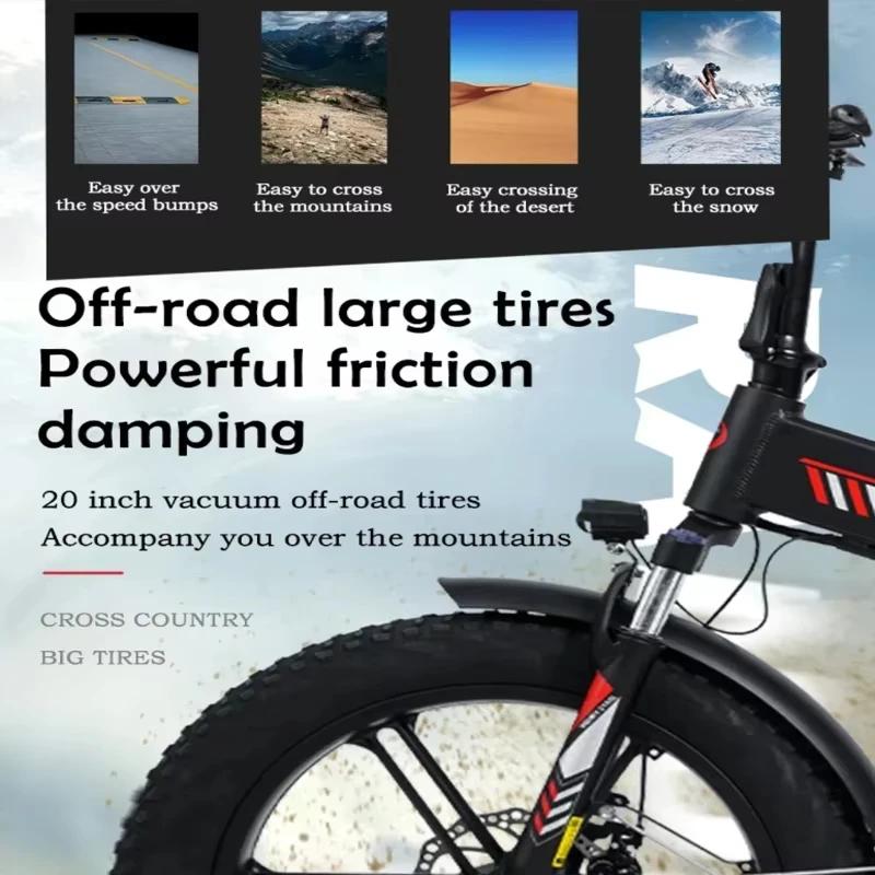 RANDRIDE YX20 взрослый 2-местный электровелосипед 1000 Вт двигатель 48 В 17 Ач съемная литиевая батарея 20*4,0 дюйма толстые шины складной электровелосипед