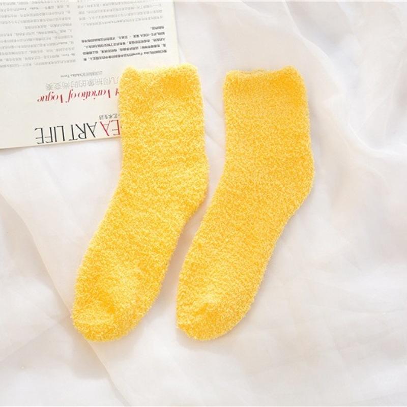1/5 пар женских длинных носков из кораллового флиса в конфетных цветах для зимнего тепла