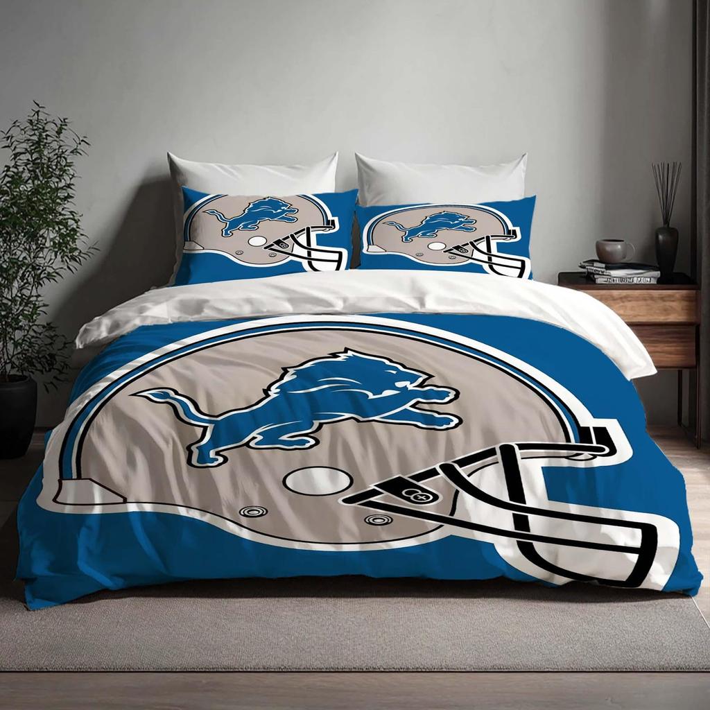 Handmade Detroit Lions Duvet Cover Three Bedding Set Custom Name Birthday Bedding Quilt Cover Christmas Halloween Gift Back to School.