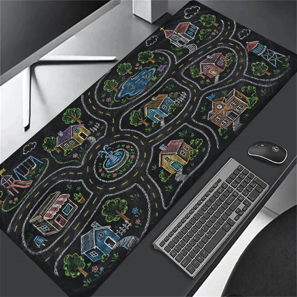City Street Map Large Mouse Pad Big Desk Mat Office Computer Gaming Mousepad for Laptop Keyboard Desktop Decor Desk Accessories