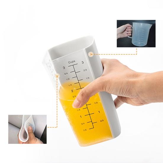Силиконовая мерная чашка Yousheng с двойной шкалой, для выпечки и готовки, гибкий носик, удобная ручка, безопасна для микроволновой печи и посудомоечной машины, кухонные принадлежности