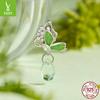 Oasis Butterfly Silicone Positioning Diy Bracelet Beaded, Crystal Water Drops S925 Sterling Silver Charm Pendant