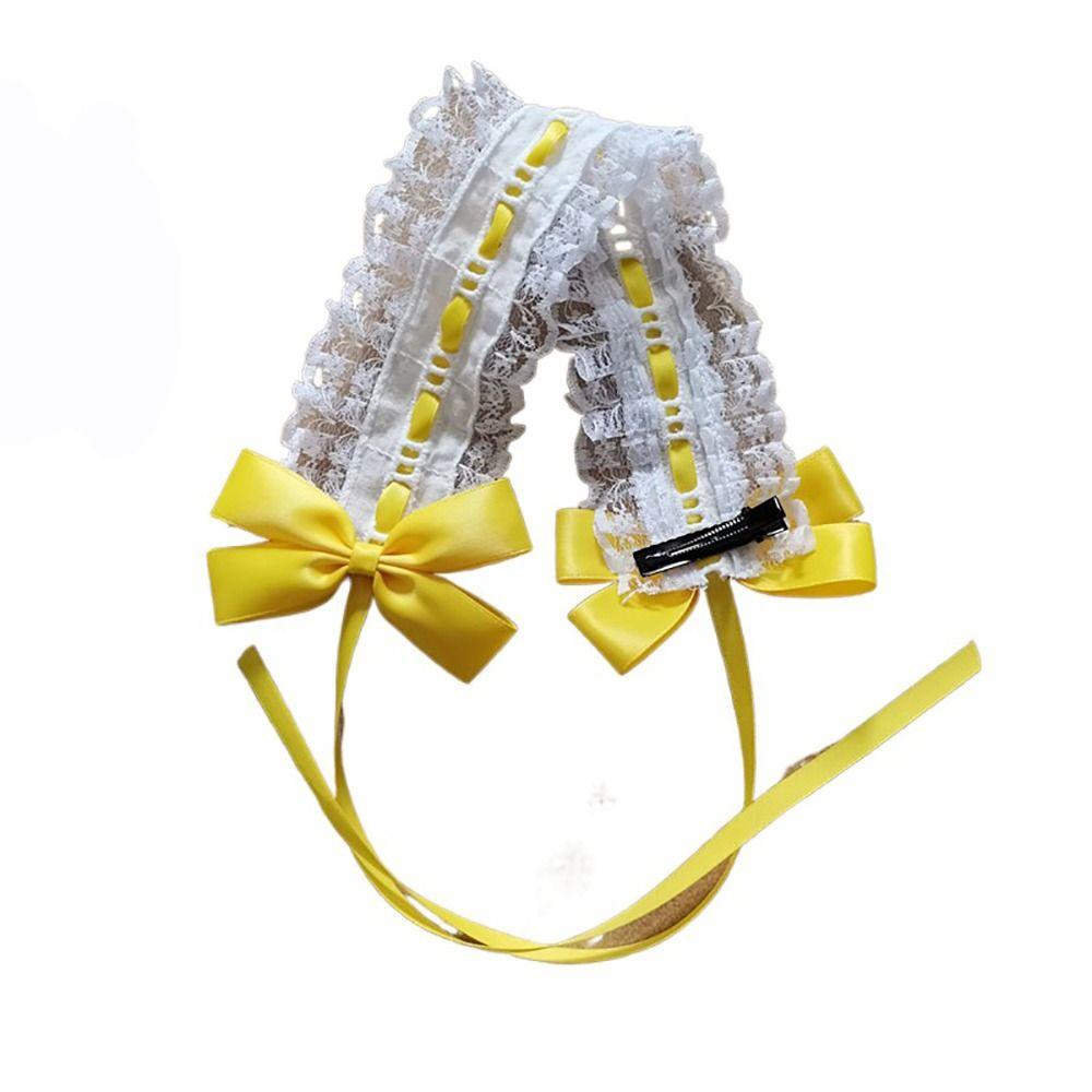 Многоцветная повязка на голову в стиле Лолиты с зажимами, милая кружевная повязка для волос, подарочный головной убор с бантом и лентой, женский головной убор