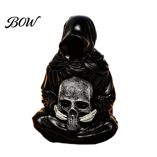 Handcrafted Sculpture for Indoor Tabletop Halloween Skull Light, Spooky Gothic Style Ornament, Waterproof Decorative Unique Goth Light Courtyard
