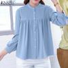 Женская повседневная однотонная свободная блузка с круглым вырезом и рукавом 3/4
