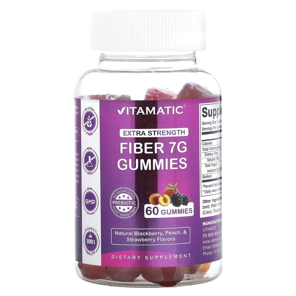 Dietary Fiber Gummies, Extra Strength, Natural Blackberry, Peach & Strawberry, 60 Gummies