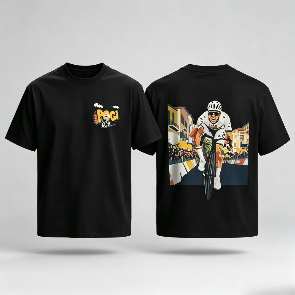 Cyclist Graphic Tshirt Front Small Pogi Print Back Street Race Rider Tee Casual Breathable Cotton Cycling Top For Unisex Unisex
