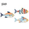 Balcony Marine Wall Art 3 Pcs Vintage Beach Wooden Fish Decor, Nautical School of Coastal Art, Summer Lake House Hanging Sculpture for Living