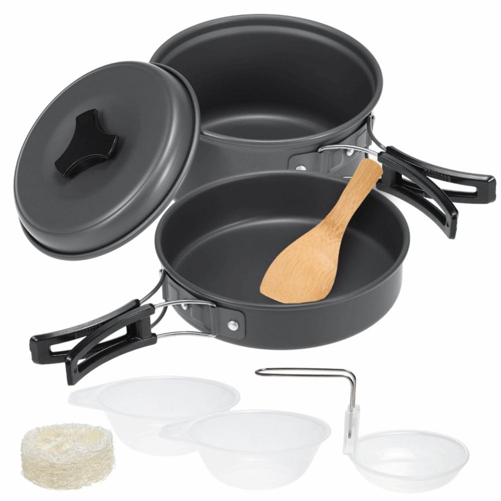 Lightweight Camping Cookware Set Stackable Outdoor Cooking Equipment Portable Cookware Kit  Camping