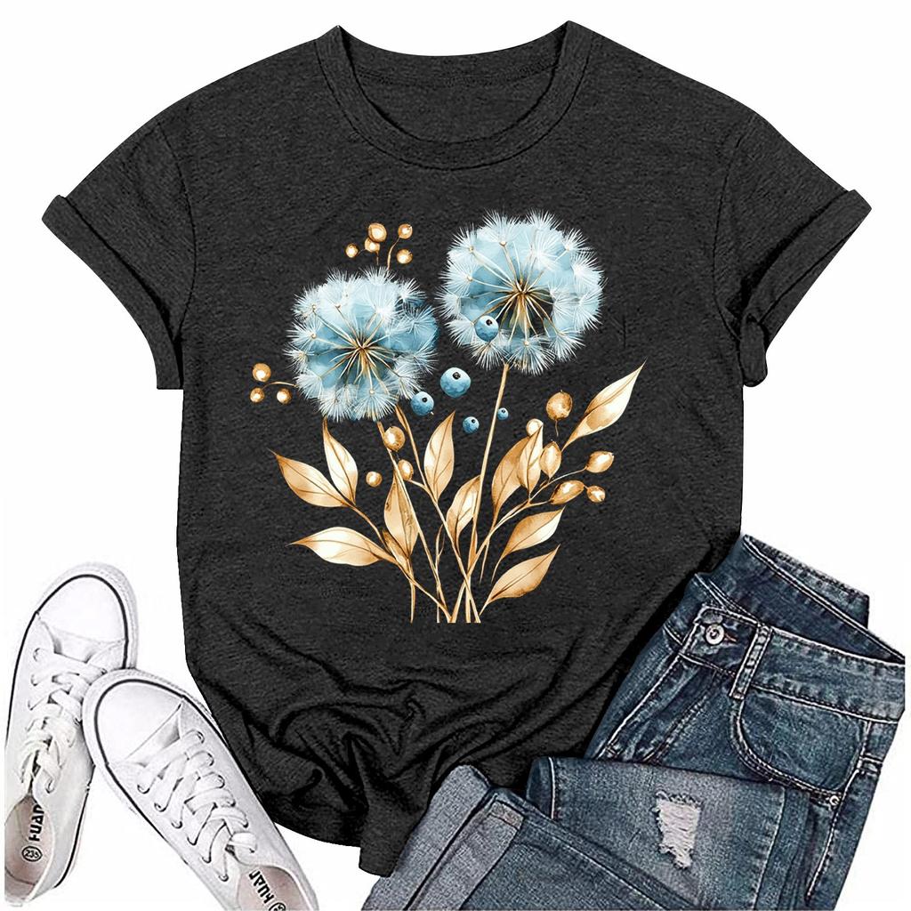 Женская мода с принтом, круглым вырезом, коротким рукавом, футболка, пуловер, топ