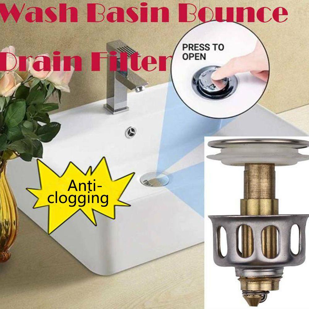 With Anti-clogging Basket Wash Basin Bounce Drain Filter Sink Drain Plug Size Sink Drain Stopper