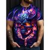 [Мужская футболка с графическим принтом и круглым вырезом] 3D принт черепа, мужская футболка с графическим дизайном и круглым вырезом, повседневные удобные футболки для лета, мужская одежда топы