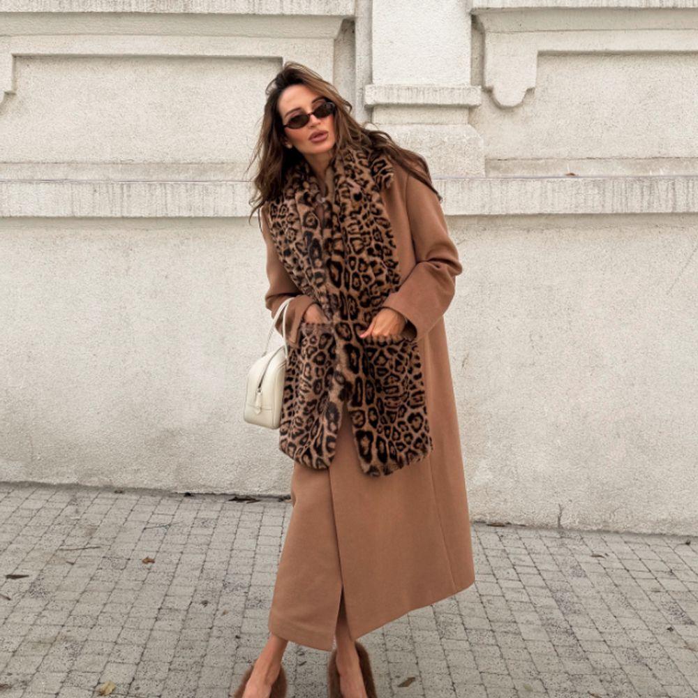 Faux Fur Faux Fur Scarf Extra Long Plush Scarf High Quality Leopard Print Scarf