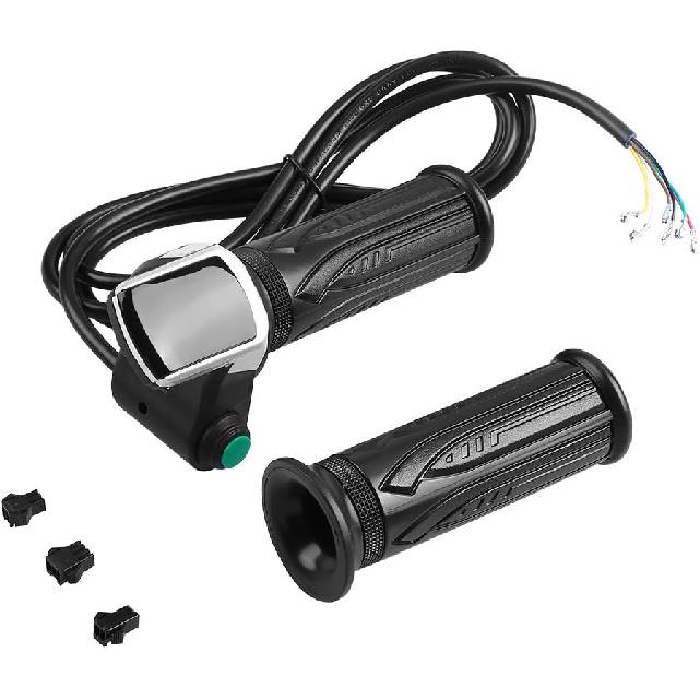 Vbest life 1 Pair E-Bike Throttle Voltmeter Handlebar Grip, Waterproof E-Bike Throttle Handlebar with LCD Display Modified Part for Electric Bike