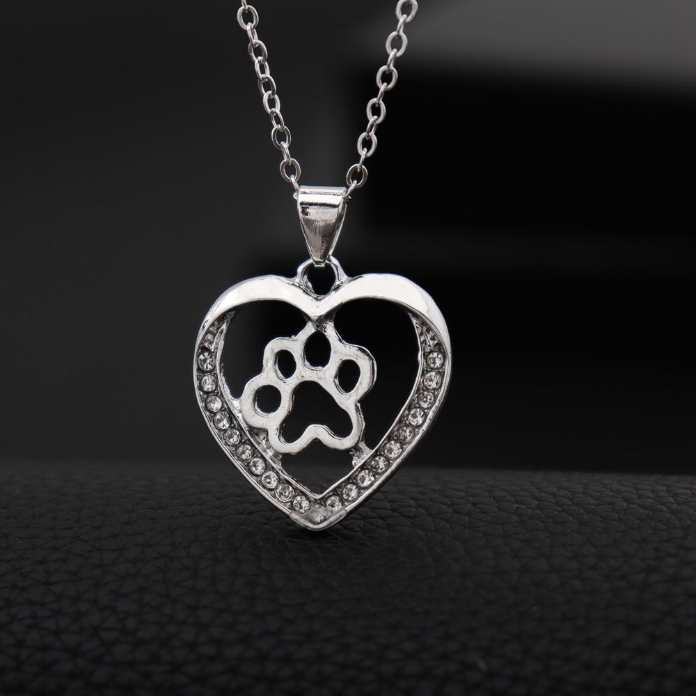 Cute Couple Accessories Creative Cutout Love Dog Claw Pendant Necklace Fashion Diamond Pop Everything Punk Party Holiday Gift Ne