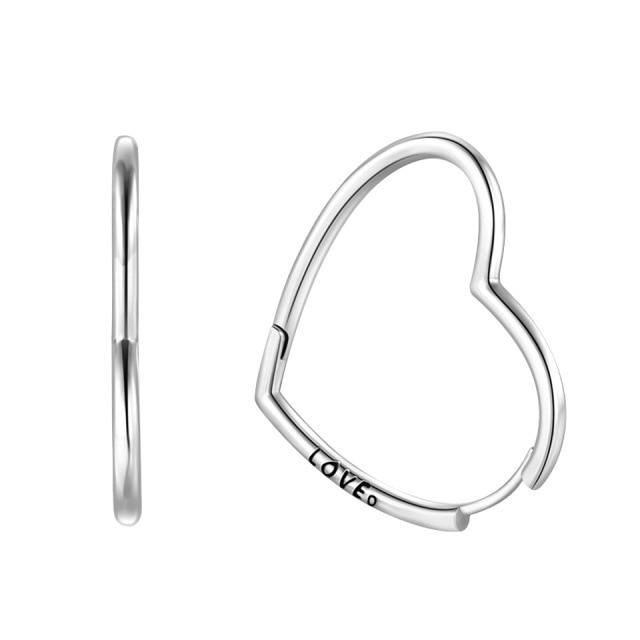 925 Sterling Silver Hoop Earrings For Women Heart Ear Hoops Real Silver 925 Jewelry Original Brand Jewelry