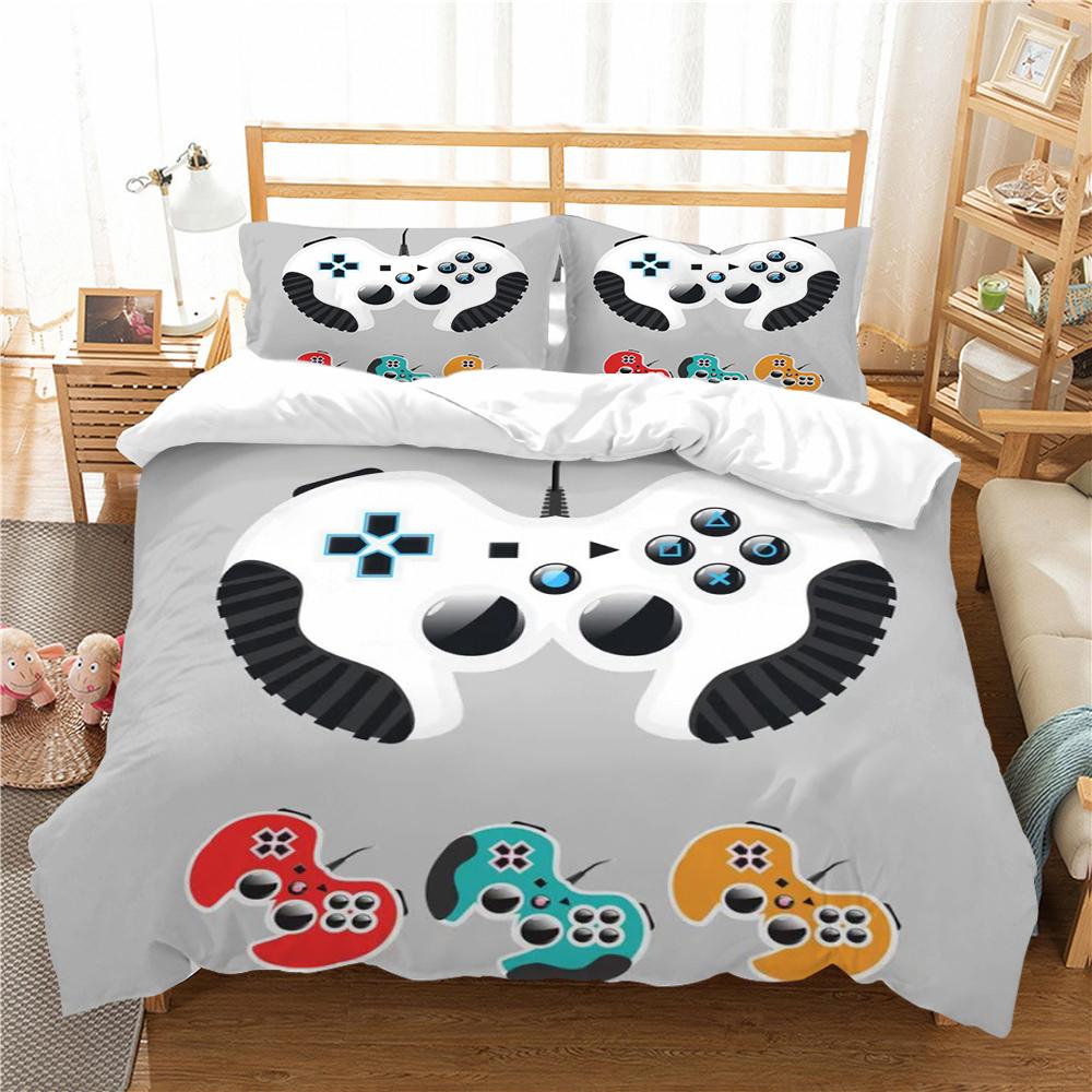 Fashion 3D Gamepad Bedding Suit Quilt Cover Bed Set Home Bedroom Bed Decor Microfiber Soft Pillowcase Kids Gift