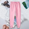 Женские спортивные брюки с эластичной резинкой на талии, свободные, с резинкой на щиколотке и карманами, однотонные, для бега, спортивные брюки, повседневные брюки