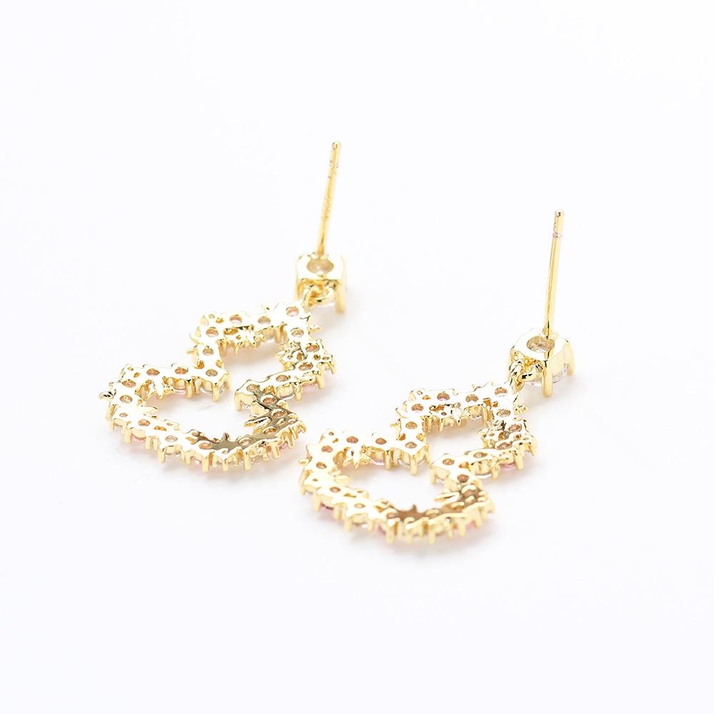 Light luxury high-end pink zircon gourd earrings new Chinese style romantic women's earrings 925 silver needle earrings
