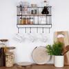 Black Wall Shelf with Hooks 41x12cm