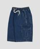 AGOD Bermuda Wide Single-Pleat Cargo Denim Shorts [Indigo]