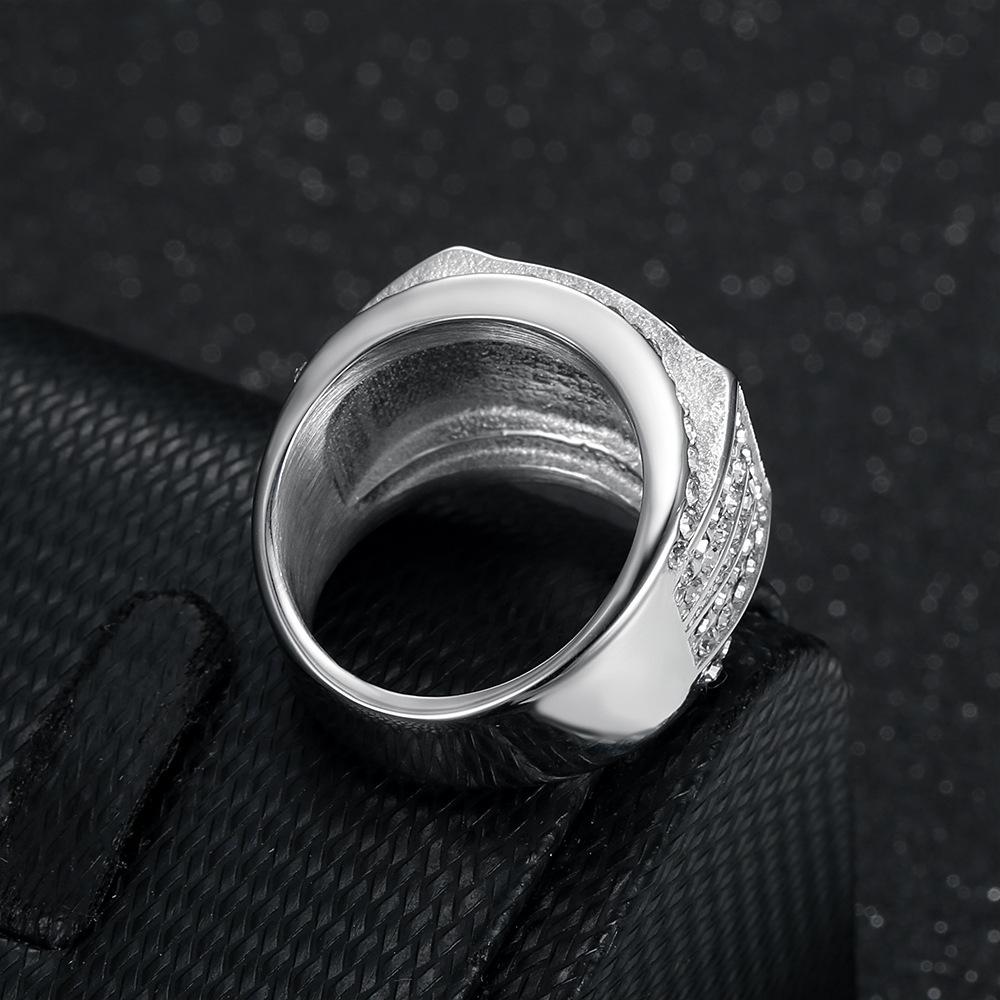 S925 Silver Ring Hip-hop Personality Domineering Diamond Men's Ring Fashionable Luxury Ring