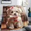 1Pc Iloveyoudog Print Flannel Blanket, High quality Comfortable for All Seasons, Home Decor, Warmth and Comfort, Perfect for Christmas Gifts