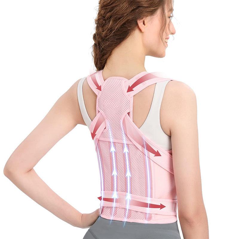 Breathable Pink Posture Corrector: Comfortable Invisible Waist and Shoulder Support for Men and Women