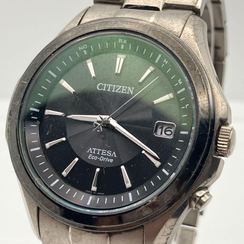 Б/у Рабочие часы CITIZEN ATTESA Eco Drive черный циферблат дата