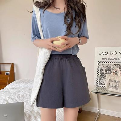 Шорты для женщин летом, тонкие, с высокой талией, свободные, повседневные и облегающие, А-силуэта, широкие брюки, для маленьких персон, три четверти