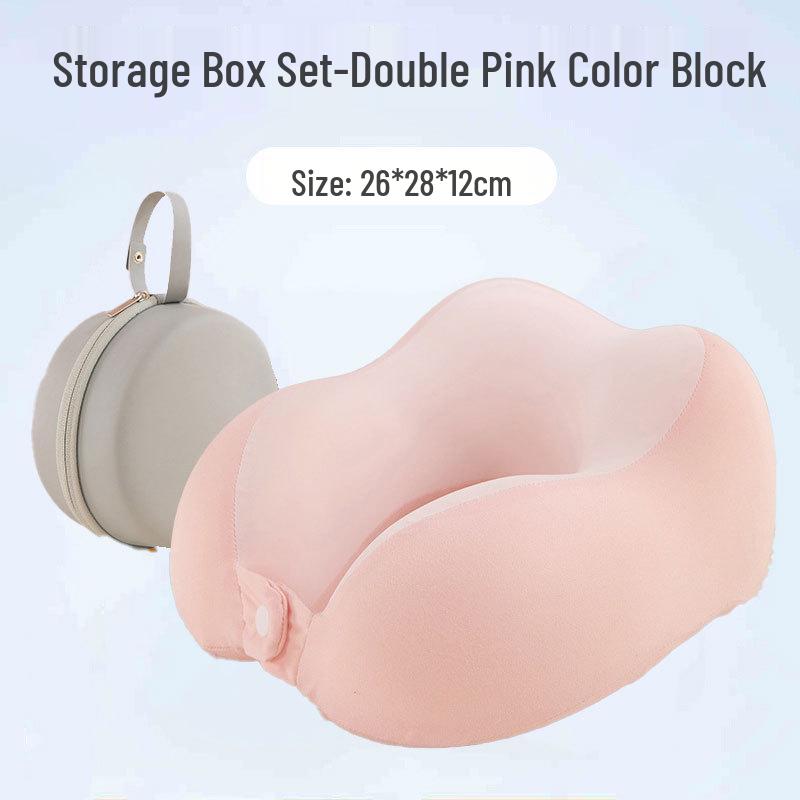 Дорожная подушка из пены с памятью U-образной формы с компактным хранением и поддержкой шеи с двумя выступами