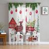 Christmas Truck Snowman Gnome Sheer Curtains for Living Room Decoration Window Curtains for Kitchen Tulle Voile Organza Curtains