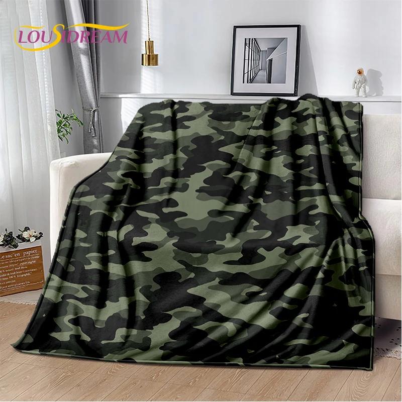 2025 Colorful Camo Green Camouflage Soft Blanket,Soft Throw Blanket for Home Bedroom Bed Sofa Picnic Travel Cover Child Gift
