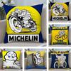 M-Michelin Cartoon T-Tire Pillow Case Square Double‑Sided Print Cushion Case For Sofa Home Bedchamber Decor Gift