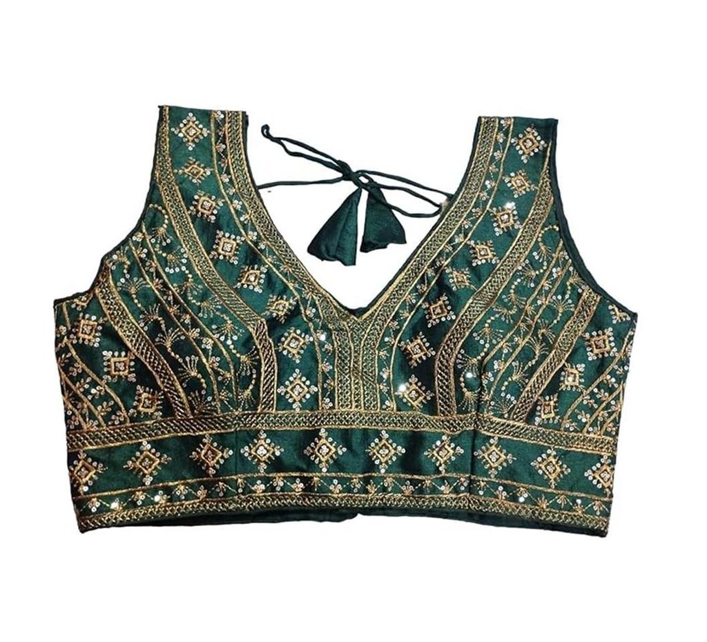 TreegoArt Fashion Women's Tussar Silk Sleeveless Readymade Blouse Designer Top For Saree And Lehenga Choli - Pack Of 1