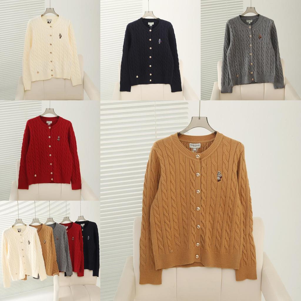 Вязаный кардиган в студенческом стиле для женщин с вышивкой на осень-зиму
