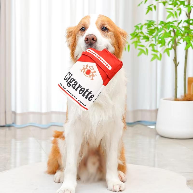 Luxury Dog Plush Chew Toy Squeaky Funny Cigarettes Bite-resistant Chew-resistant Outdoor Anxiety Relief Large Dog Toys