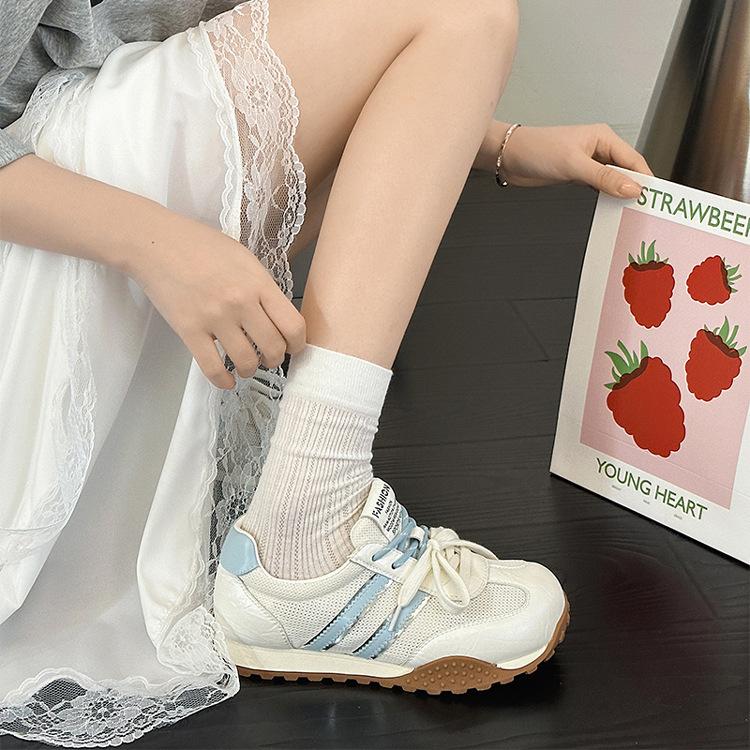 Leather women's little white shoes summer new versatile mesh breathable sports casual shoes color matching board shoes